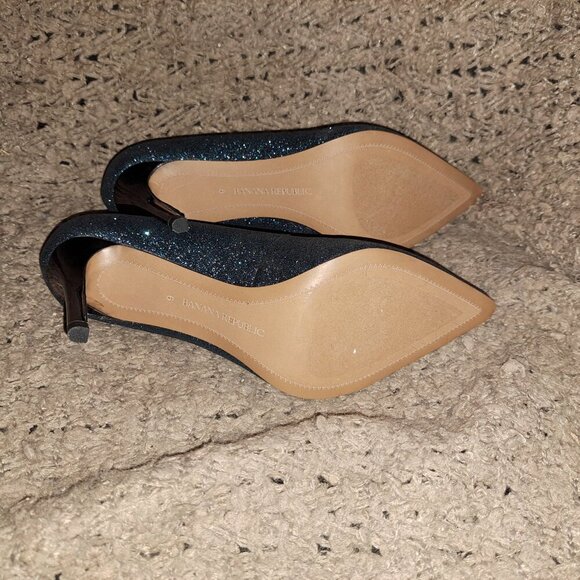 BANANA REPUBLIC-Madison 12 Hour Teal Glitter Pewter Point Toe Pump-SZ 6-NWOB - Picture 8 of 8